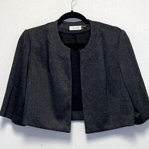 Calvin Klein Black Gray Mini Zig Zag Open Cropped Jacket  4437